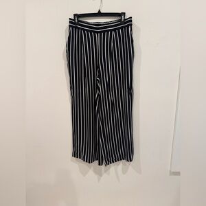 LOFT Navy and White Striped Wide Leg Pants